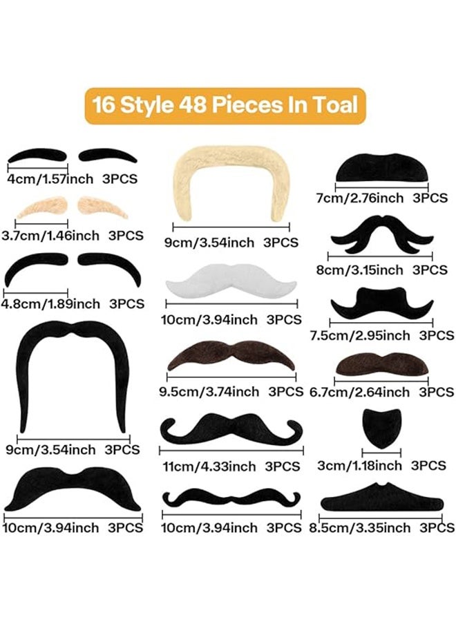 48 Pcs Fake Mustache Fake Moustache Mustaches Self Adhesive Stick on Mustache Fake Beard Costume for Cosplay Masquerade Party - Image 4